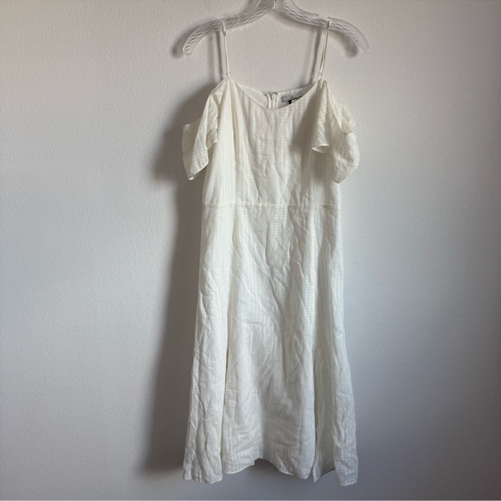 H‎ by Halston Cold Shoulder White Midi Dress Size: 8